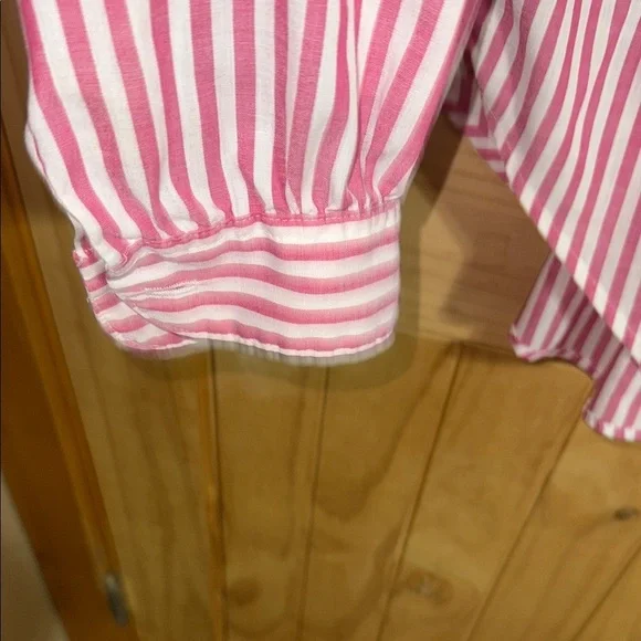 LADY DIPLOMAT Pink and White Striped Blouse - Picture 4 of 4